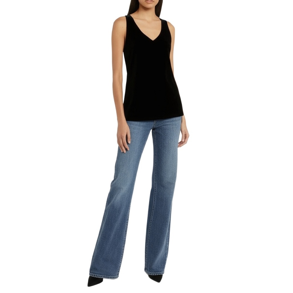 Alfani Top Medium Black V Neck Sleeveless Stretch Velvet Elegant‎ Cocktail Goth
